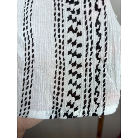 Logo Coastal Tunic Top L White Striped Boho Western Resort Tassel Classic 80s - Picture 4 of 11